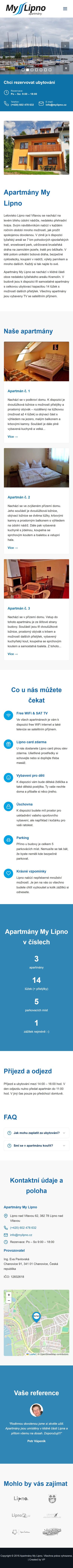 Náhled webu Apartmány My Lipno na mobilu