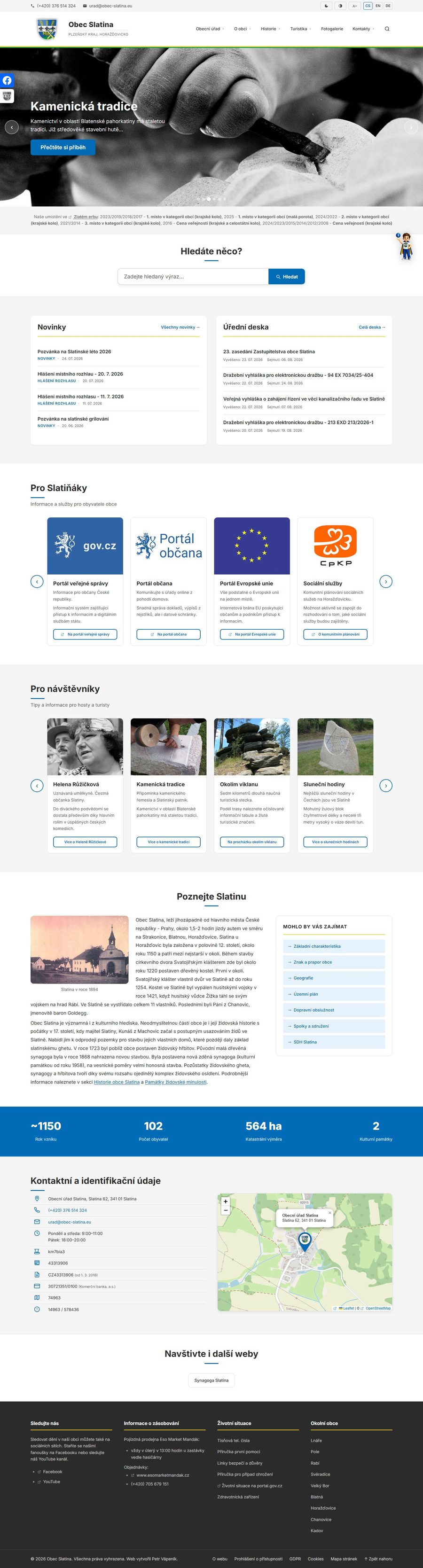 Náhled webu obec-slatina.eu na tabletu