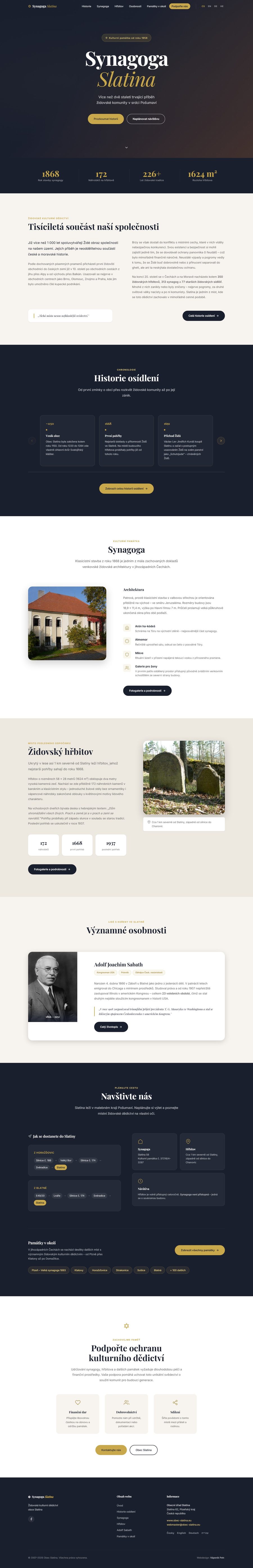 Náhled webu synagoga.obec-slatina.eu na tabletu